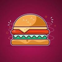 ilustración de hamburguesa con elementos de línea vector