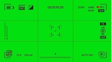 Green colored chroma key camera rec frame viewfinder overlay background screen flat style design vector illustration. Chroma key VFX screen camera overlay abstract background concept for video footage