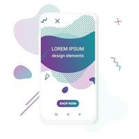 Modern vertical mobile liquid abstract shape gradient memphis style design fluid vector colorful illustration banner simple graphics for app, presentation, sale, brochure isolated on white background.