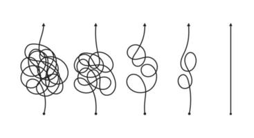 simplificación del caos, resolución de problemas y búsqueda de soluciones empresariales conjunto de ilustraciones vectoriales del concepto de desafío. vector