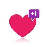 heart like with notification, vector icon for web design and print