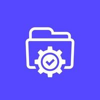 project management icon with folder, vector