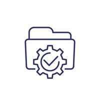 project management line icon with folder vector