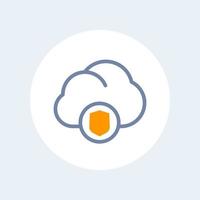 secure cloud line icon isolated over white vector