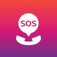 sos, emergency call icon for web vector