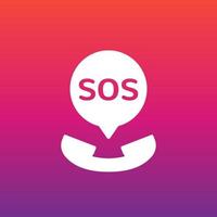 sos, emergency call icon for web vector