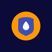 waterproof or water resistant icon, flat vector