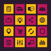 web icons set, e-commerce, shopping, business and analytics, vector illustration