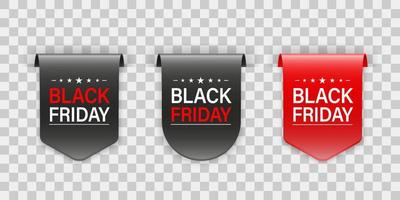 Curved black friday ribbons set vector