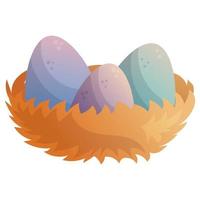 Nest with eggs. Holiday celebration concept. Happy Easter. Vector isolated illustration.