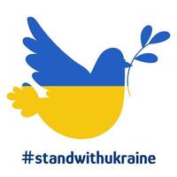 Pigeon silhouette with Ukrainian flag color blue and yellow. Dove of peace. Stand with Ukraine. Support concept art. Stop war sign vector