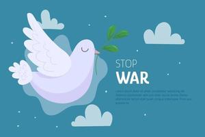 Dove of peace, stop war concept background. No war in Ukraine vector poster.Ukrainian-russian military crisis.