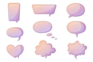 Speech bubble collections. Set of 9 speak bubble for text. Hand drawn chatting box. Vector isolated message box in cartoon gradient style.