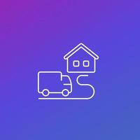 Home delivery line icon with a truck vector