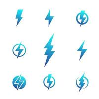 Lightning bolt signs, electricity symbols vector