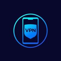 icono vpn con teléfono móvil, vector