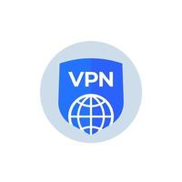 VPN icon with shield, flat vector