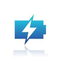 charging battery icon, blue over white, vector illustration