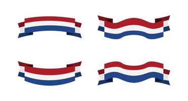 ilustración de una bandera holandesa con un estilo de cinta. juego de vectores de bandera de países bajos.