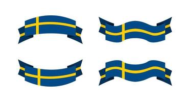 illustration of a sweden flag with a ribbon style. sweden flag vector set.