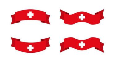 ilustración de una bandera suiza con un estilo de cinta. conjunto de vectores de bandera suiza.