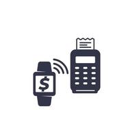 pago sin contacto con terminal pos y reloj inteligente vector