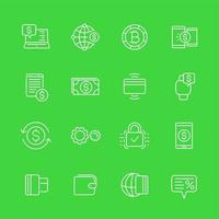Payment methods, money transfer service and internet banking line icons set