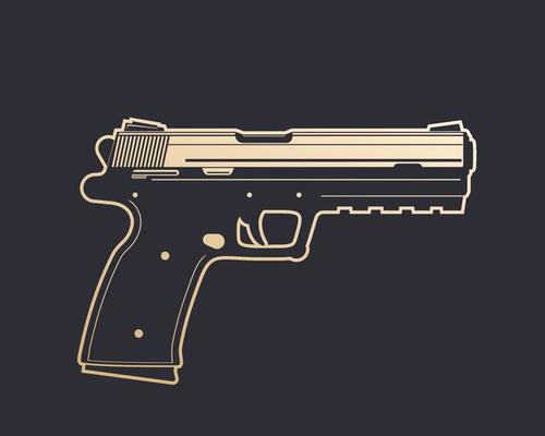 modern pistol, handgun with outline over dark
