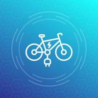 icono de línea de bicicleta eléctrica, pictograma de bicicleta eléctrica vector