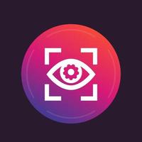 eye with gear icon, vector pictogram