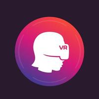 virtual reality icon with girl in VR headset vector