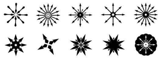 colección de siluetas negras estrellas flores plantas icono elemento vector ilustración