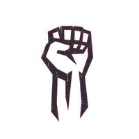 fist held high in protest, fist logo element, protest sign with fist on white, vector illustration