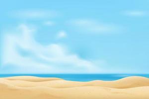 Empty sand beach in summer fresh blue sky background vector