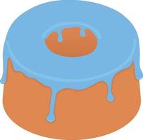 Small cute cake with blue cream on top vector illustration