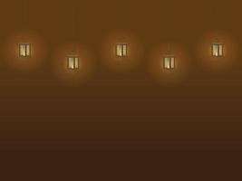 Vintage lamps with candles on chains brown color background vector illustration