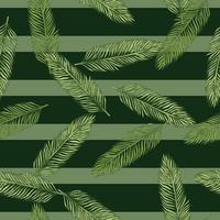 Palm leaves seamless pattern. Tropical branch in engraving style. vector