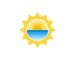 Shinning sun with sunset in the beach inside vector