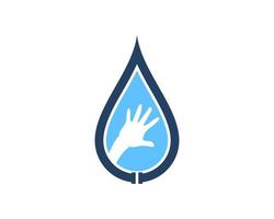 Water drop with pipe and hand care inside vector