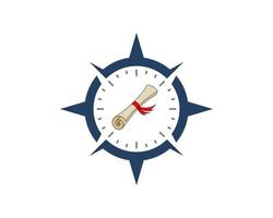 Modern compass with map scroll inside vector