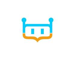 Simple robot head with bubble chat shape logo vector