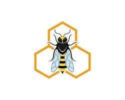 Bee Hornet in hexagonal shape vector
