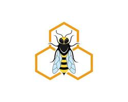 Bee Hornet in hexagonal shape vector