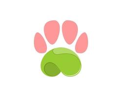 Pet paws on the green field logo
