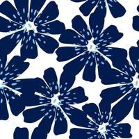 Abstract flower seamless pattern. Blue chamomile background. vector