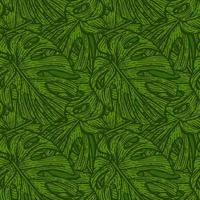 Tropical monstera leaf seamless pattern. Jungle leaves background. Repeated exotic design texture vector