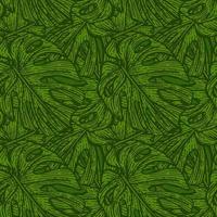 Tropical monstera leaf seamless pattern. Jungle leaves background. Repeated exotic design texture vector