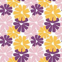 Abstract flower seamless pattern.Purple and yellow chamomile background. vector