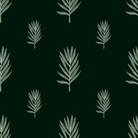 Palm leaves seamless pattern. Tropical branch in engraving style. vector