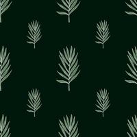 Palm leaves seamless pattern. Tropical branch in engraving style. vector